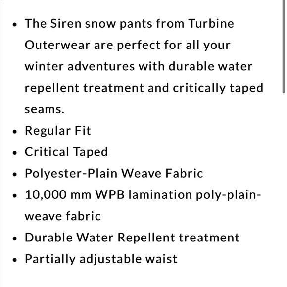 NWT SKI/SNOW Turbine Siren Pants - Picture 11 of 12